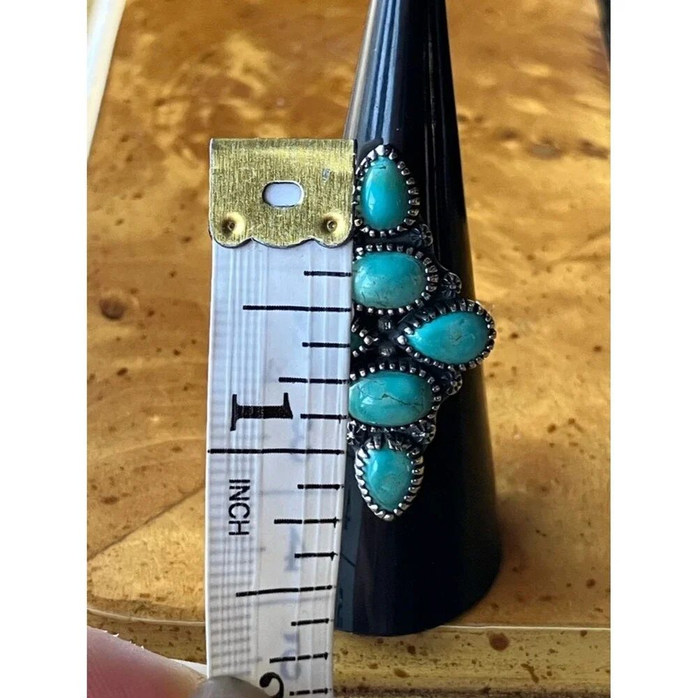 Royston Turquoise Sterling Silver Statement Ring Size 7
